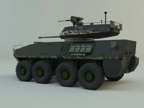 Military vehicle with LAV-25 tires 3D Model