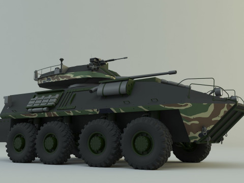 Military vehicle with LAV-25 tires 3D 模型