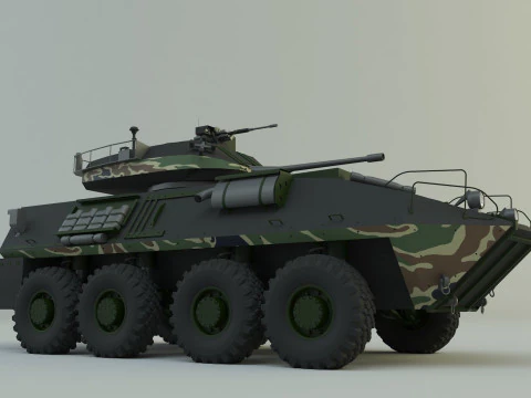 Military vehicle with LAV-25 tires 3D Model