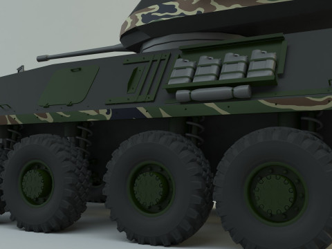 Military vehicle with LAV-25 tires 3D 模型