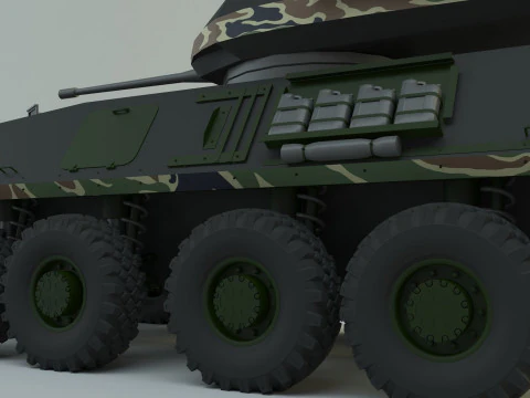 Military vehicle with LAV-25 tires 3D Model