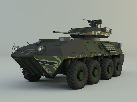 Military vehicle with LAV-25 tires 3D 模型