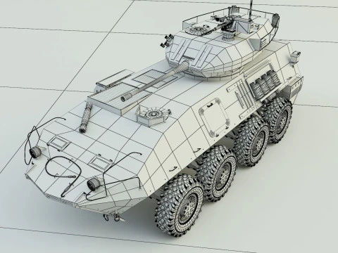 Military vehicle with LAV-25 tires 3D Model