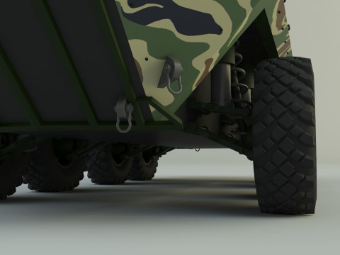 Military vehicle with LAV-25 tires 3D 模型