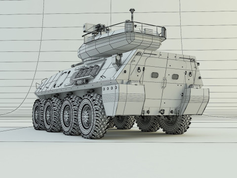 Military vehicle with LAV-25 tires 3D 模型