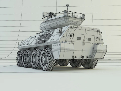 Military vehicle with LAV-25 tires 3D Model