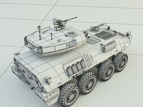 Military vehicle with LAV-25 tires 3D 模型