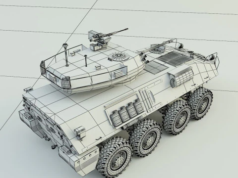 Military vehicle with LAV-25 tires 3D Model