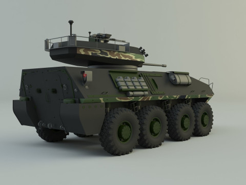 Military vehicle with LAV-25 tires 3D 模型