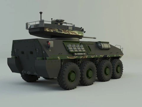 Military vehicle with LAV-25 tires 3D Model