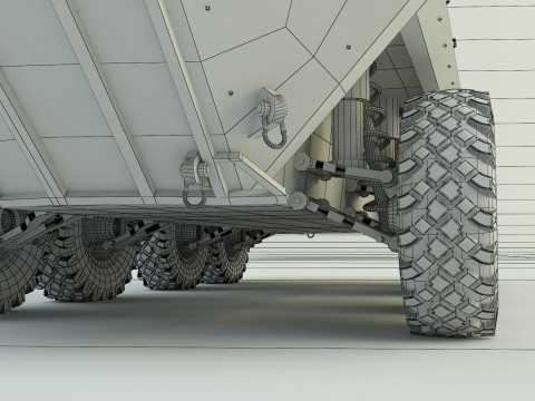 Military vehicle with LAV-25 tires 3D 模型