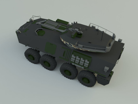 Military vehicle with LAV-25 tires 3D 模型