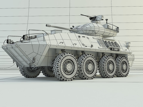 Military vehicle with LAV-25 tires 3D 模型