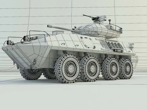 Military vehicle with LAV-25 tires 3D Model