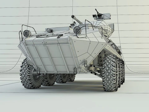 Military vehicle with LAV-25 tires 3D Model
