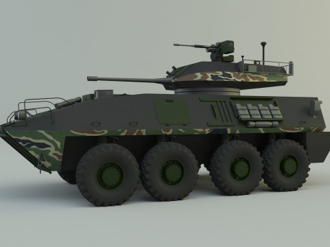 Military vehicle with LAV-25 tires 3D 模型