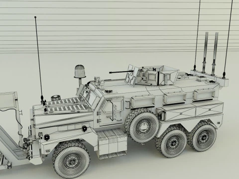 Cougar 6x6 MRAP military vehicle 3D Model