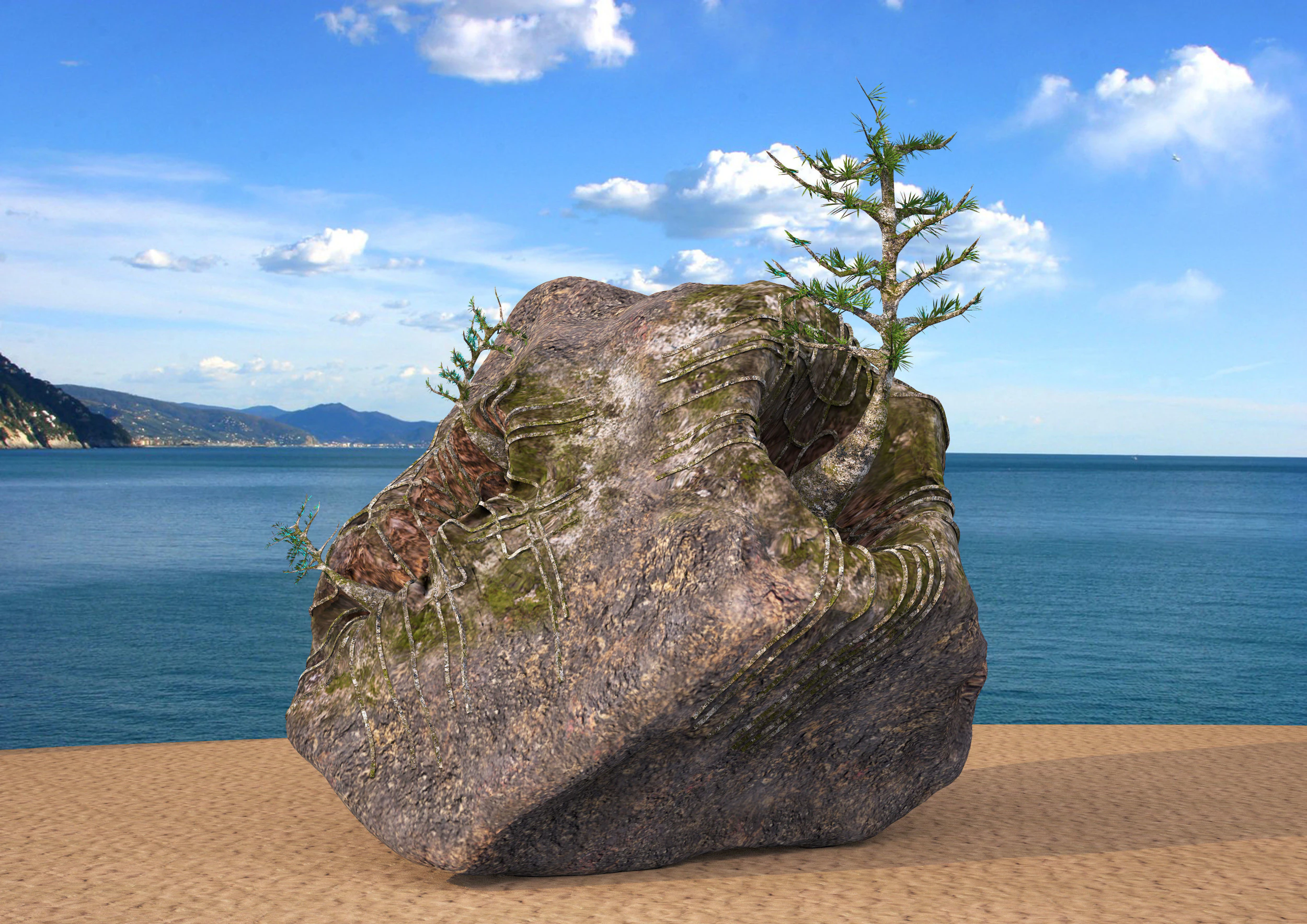 Natural rock tree model 3D Model .c4d .max .obj .3ds .fbx .stl .blend 