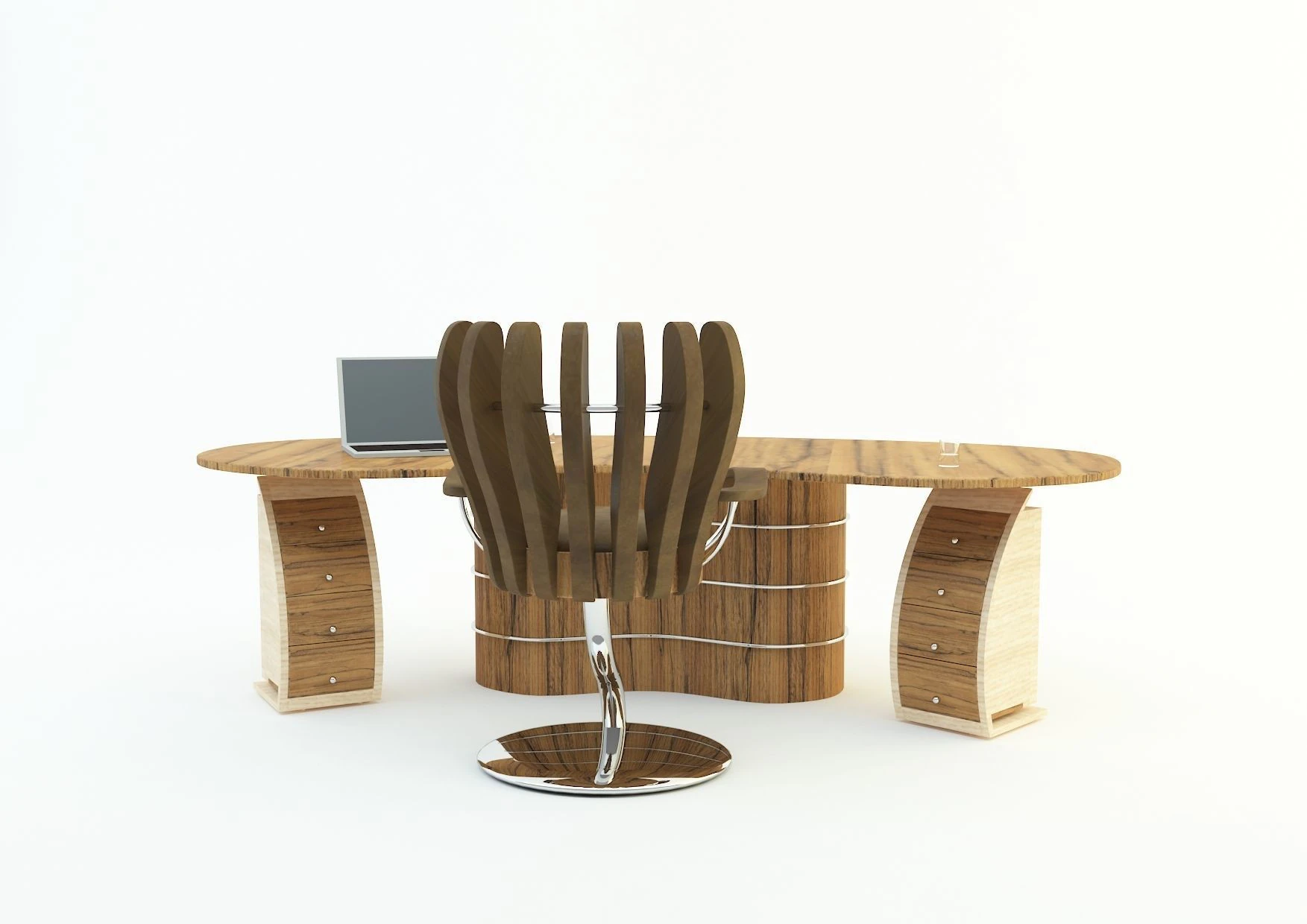 Office secretary desk 3D Model .c4d .max .obj .3ds .fbx .stl .blend 
