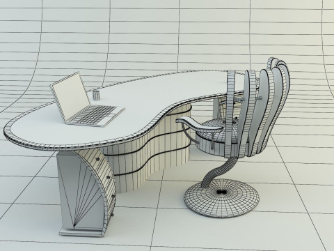 Office secretary desk 3D 모델