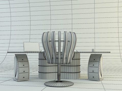Office secretary desk 3D 모델