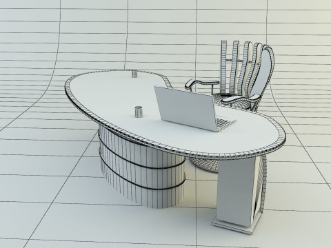 Office secretary desk 3D 모델