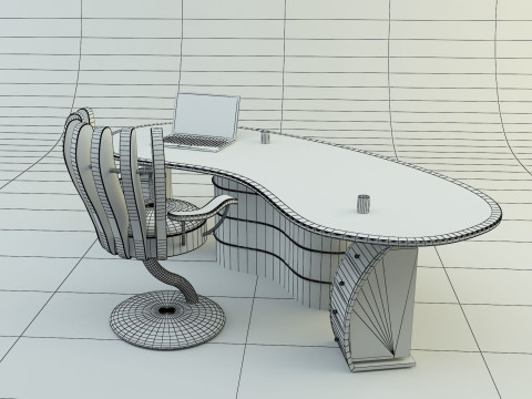 Office secretary desk 3D 모델