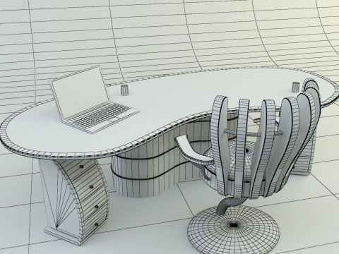 Office secretary desk 3D 모델