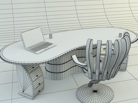 Office secretary desk 3D Model