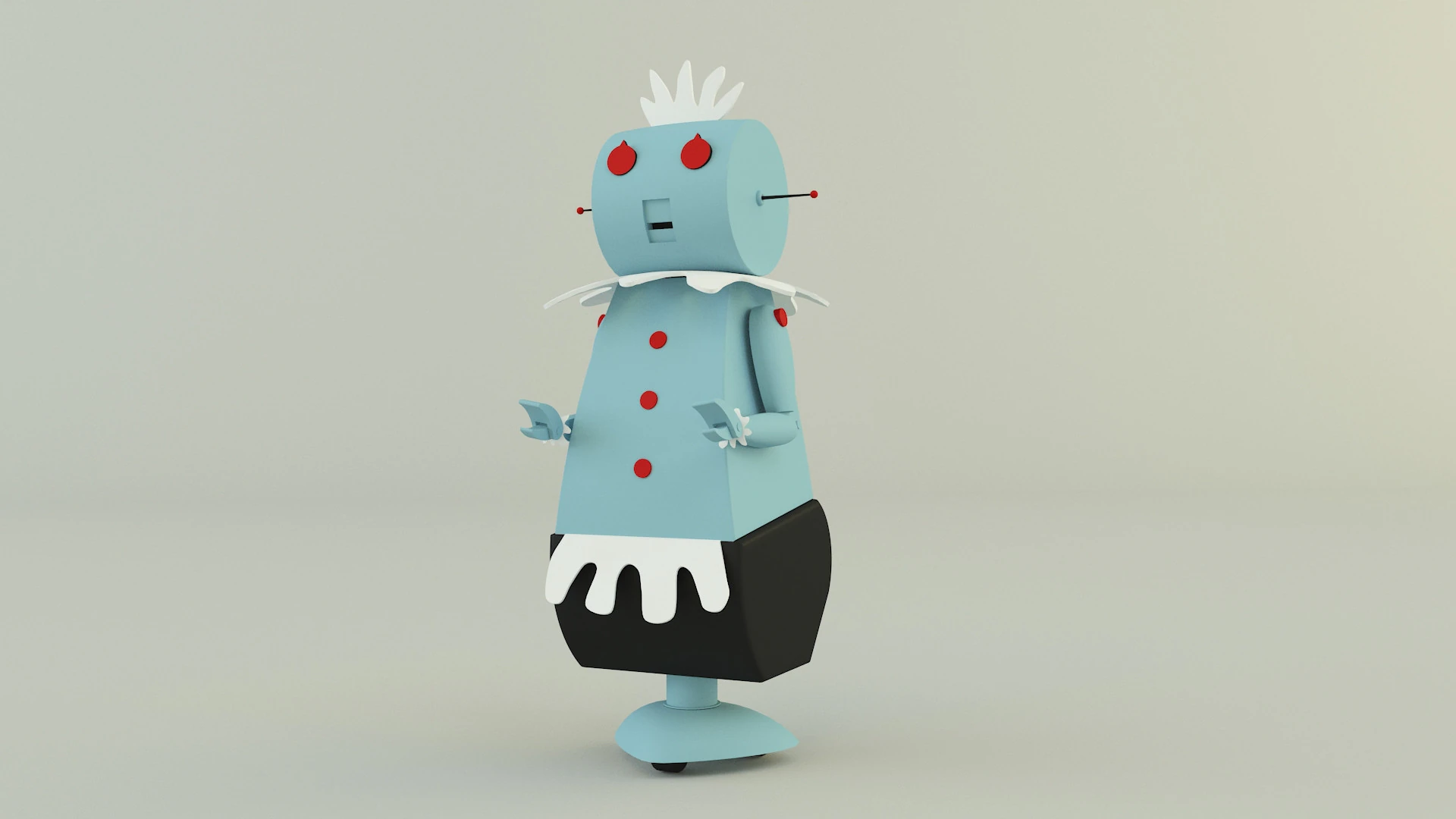 La cameriera robot si alz&ograve; Modello 3D .c4d .max .obj .3ds .fbx .stl .blend 