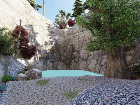 Rock lake scenery lumion 10 Low-poly 3D मॉडल