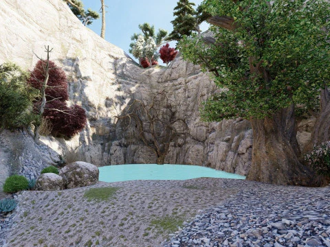 Rock lake scenery lumion 10 Low-poly 3D Model