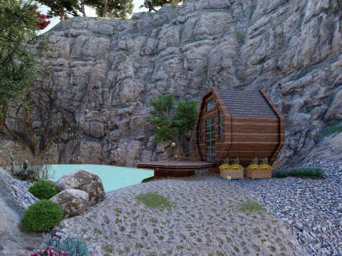 Rock lake scenery lumion 10 Low-poly 3D Model