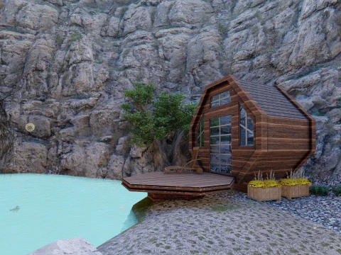 Rock lake scenery lumion 10 Low-poly 3D Model