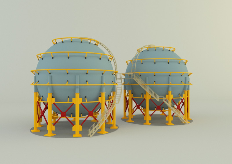 Round gas tank 3D-Modell .c4d .max .obj .3ds .fbx .stl .blend 