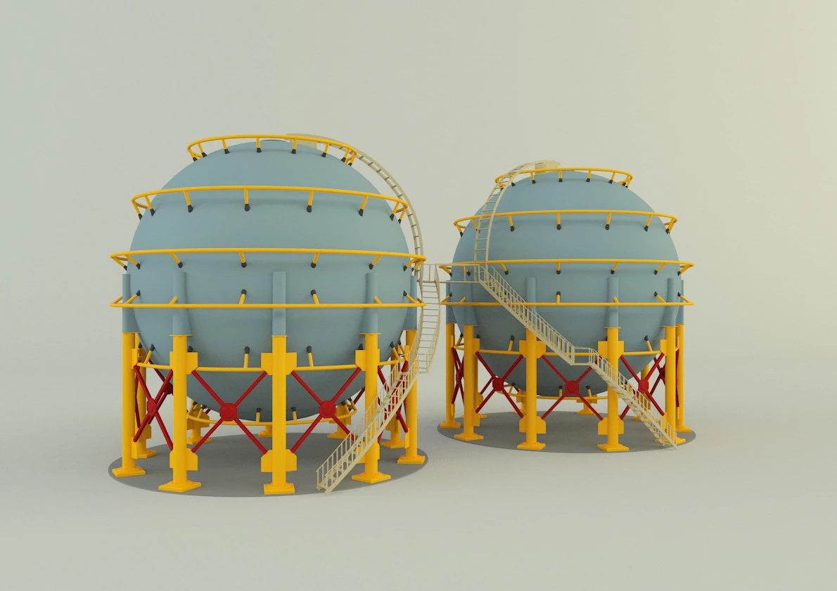 Round gas tank 3D Model .c4d .max .obj .3ds .fbx .stl .blend