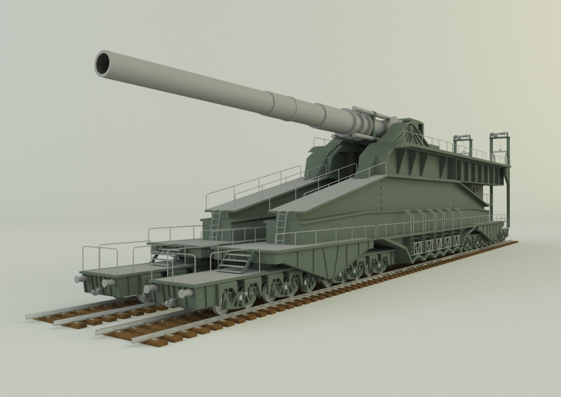 Schwerer Gustav 3D Модель .c4d .max .obj .3ds .fbx .stl .blend