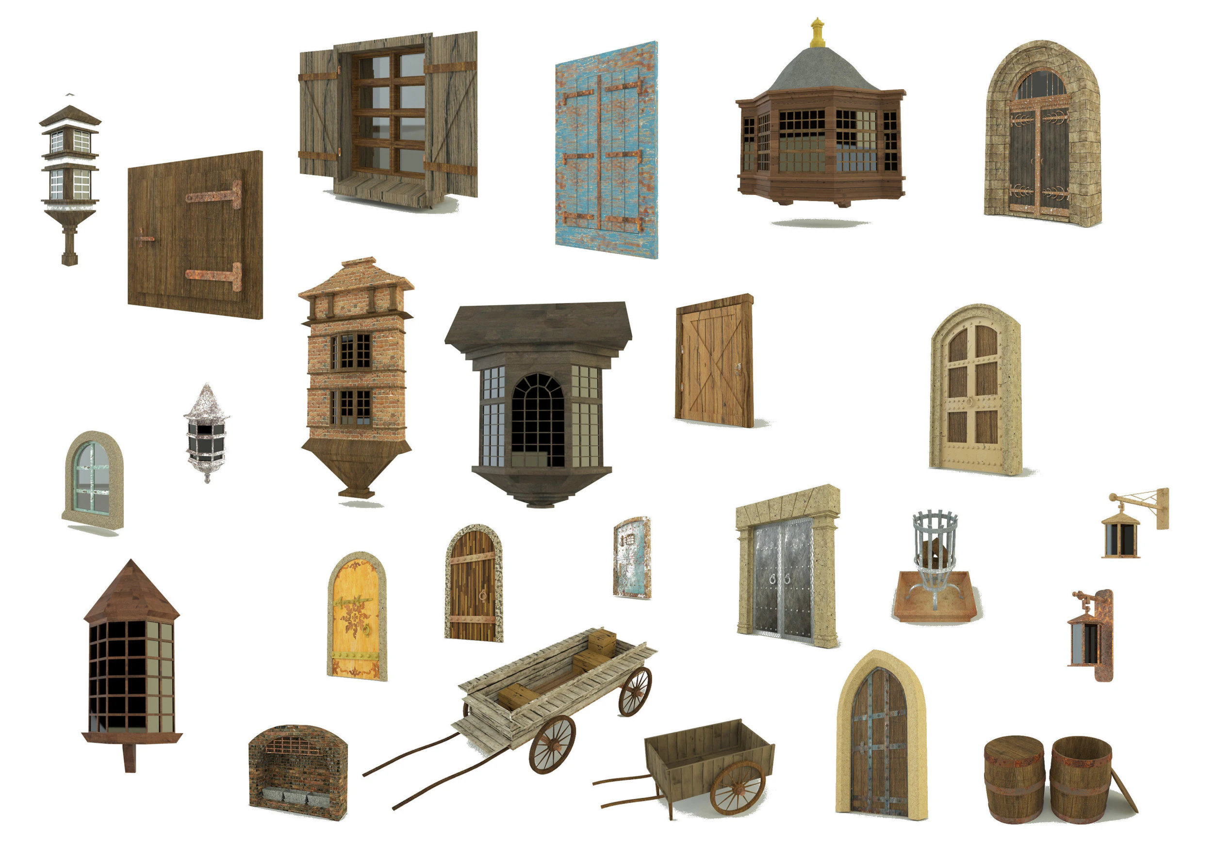 Building doors glass models various models 3D Model .c4d .max .obj .3ds .fbx .stl .blend 