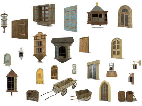 Building doors glass models various models Model 3D