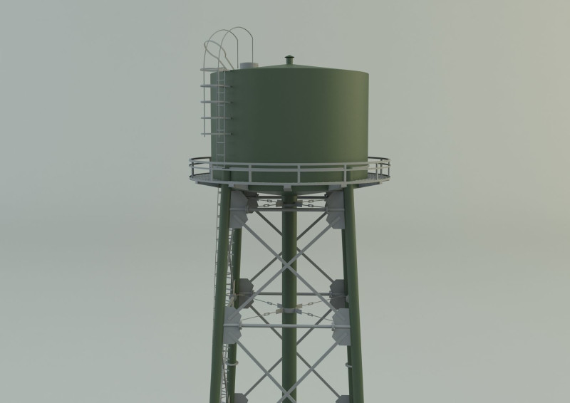 High tower water tank Modelo 3D .c4d .max .obj .3ds .fbx .stl .blend