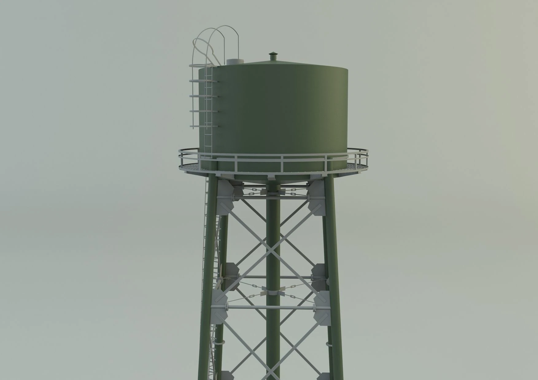 High tower water tank 3D Model .c4d .max .obj .3ds .fbx .stl .blend