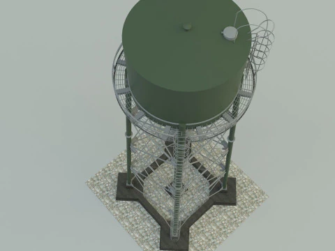 High tower water tank 3D Model