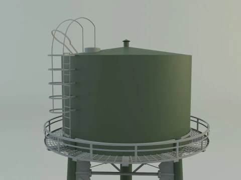High tower water tank 3D Model