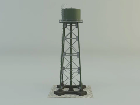 High tower water tank 3D Model