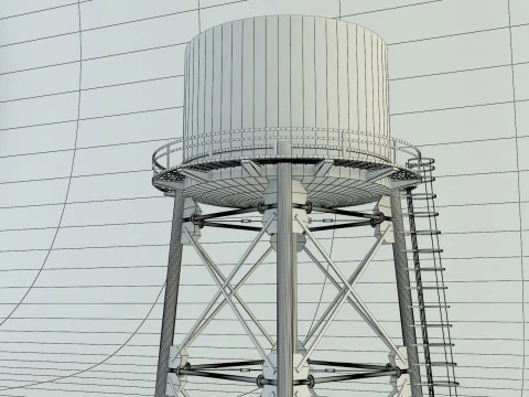 High tower water tank 3D Model
