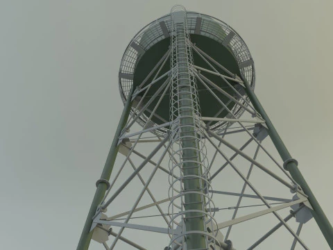 High tower water tank 3D Model