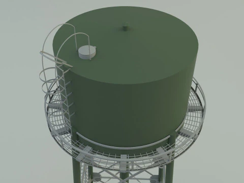 High tower water tank 3D Model
