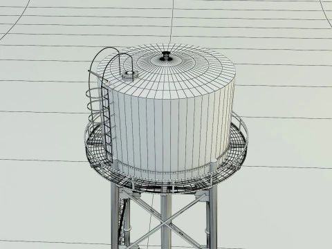High tower water tank 3D Model