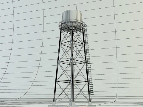High tower water tank 3D Model
