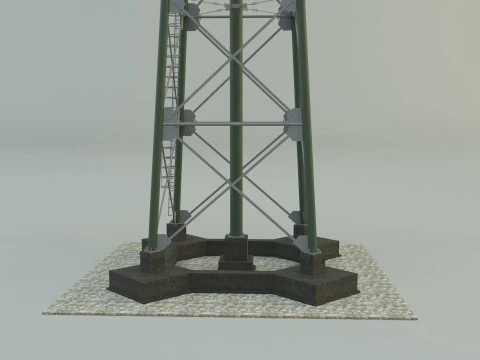 High tower water tank 3D Model